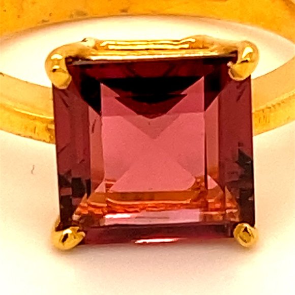 Rubellite 3.13ct Solid 22K Yellow Gold Ring - Picture 6 of 6